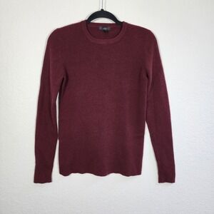 J.Crew Burgundy Supersculpt Ribbed Crew Neck Wool Blend Sweater Size M